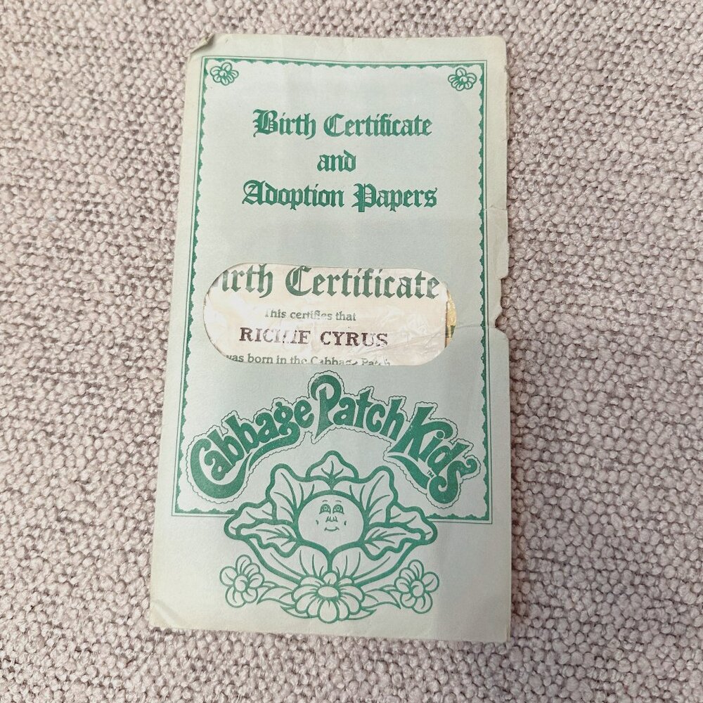 Cabbage Patch "Richie Cyrus" Certificate (doll not included)